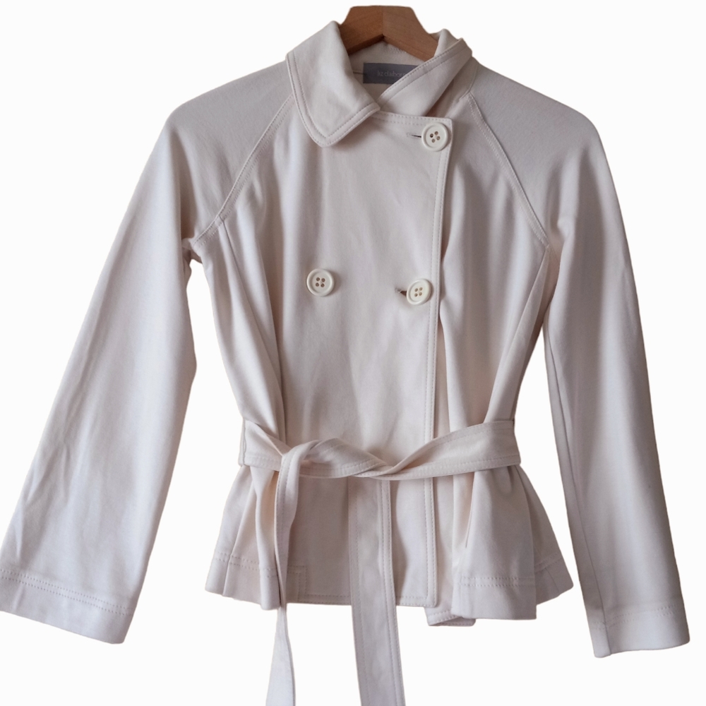 Liz Claiborne heavy weight knit cream jacket size small petite